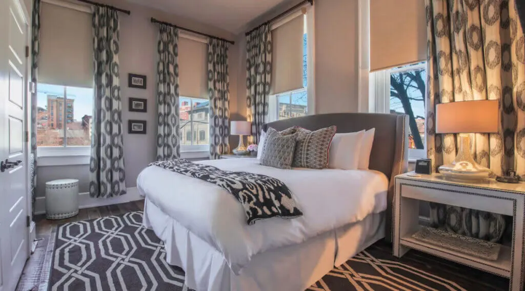 Bedroom of Windsor Boutique Hotel Asheville NC