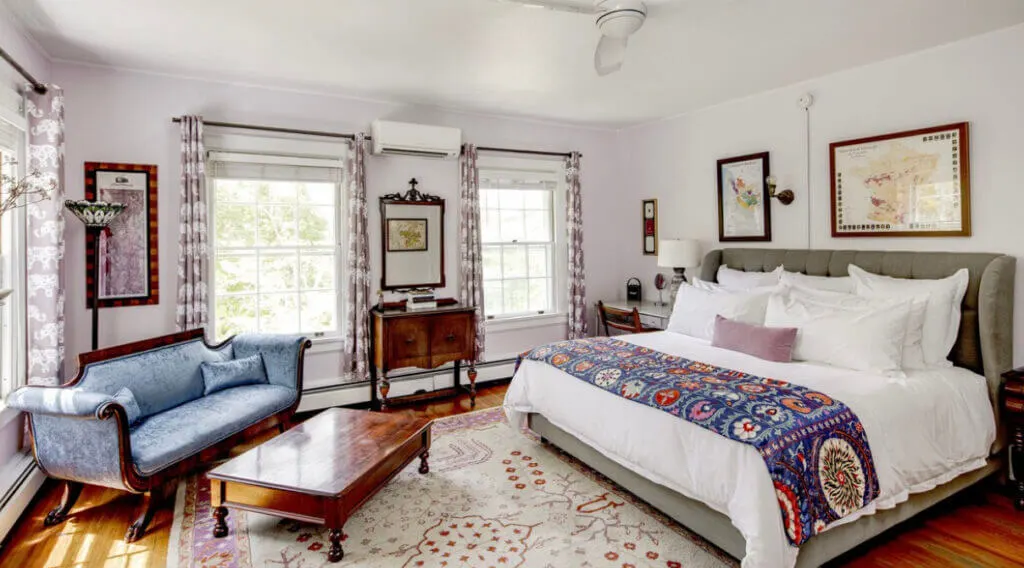 Boutique bedroom at Applewood Manor, Asheville NC