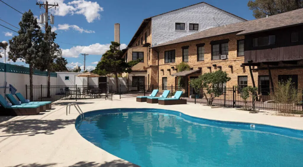 Pool at Hotel El Rancho, fun hotel in New Mexico