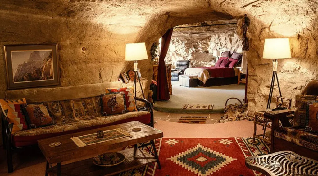 interior of one of the most unique places to stay in NM Kokopelli’s Cave