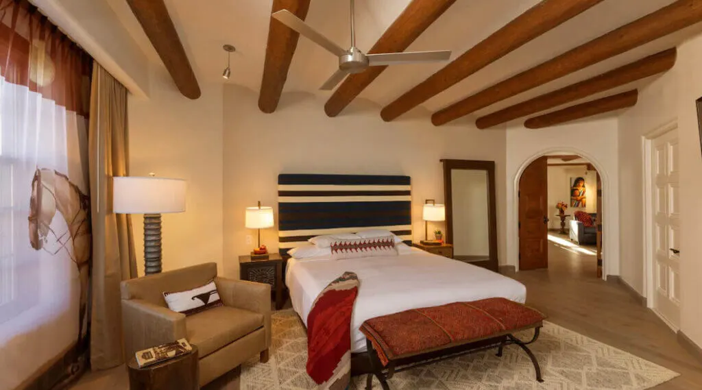 Room interior at luxury Santa Fe hotel, La Fonda