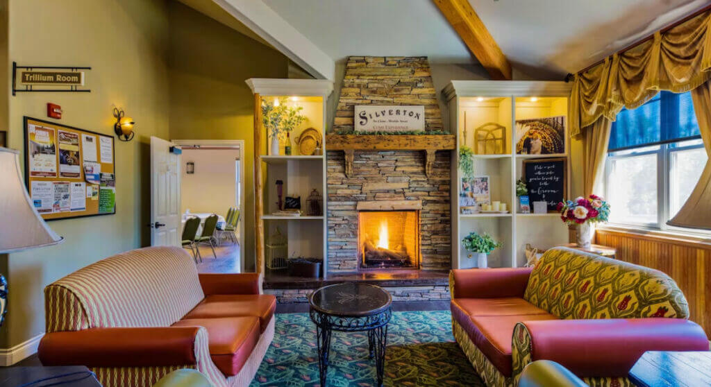 rustic cabin-style interior at Oregon Garden Resort