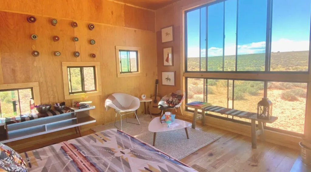 interior of glamping accommodation at Shash Diné Eco Retreat Arizona