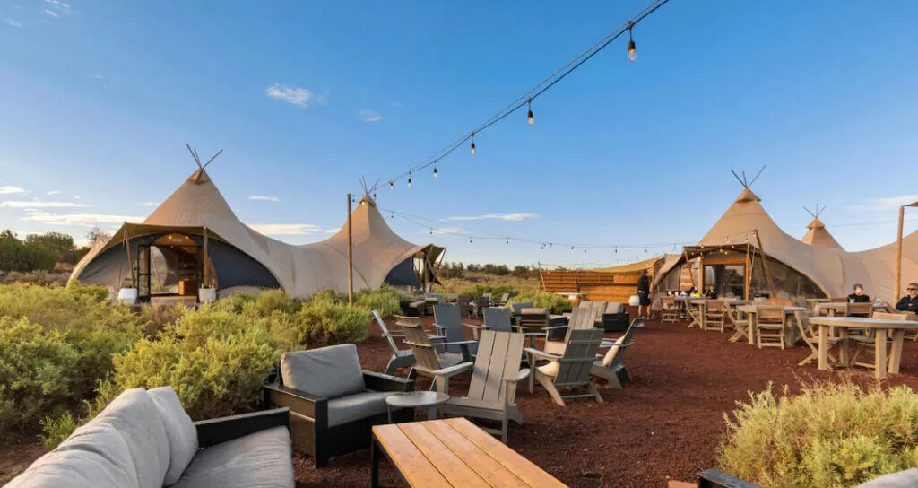 Outside area and lounge at Under Canvas, Grand Canyon Arizona accommodation