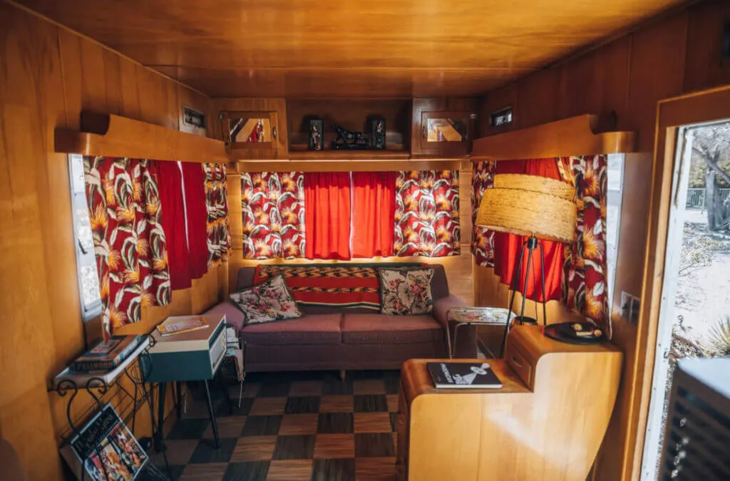 Vintage trailer interior at unique place to stay in Arizona, The Shady Dell (source: theshadydell.com)