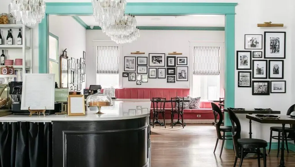 Dining area at unique Oklahoma City hotel Bradford House