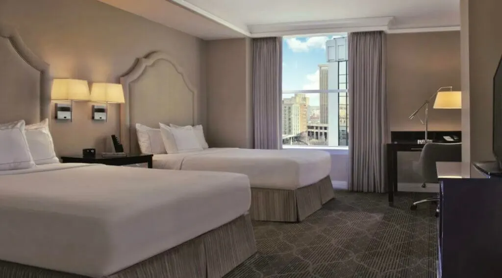 room with city view at cool hotel The Skirvin