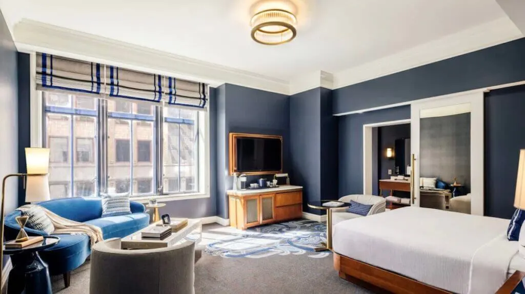 Large and unique room interior at cool Oklahoma hotel The National
