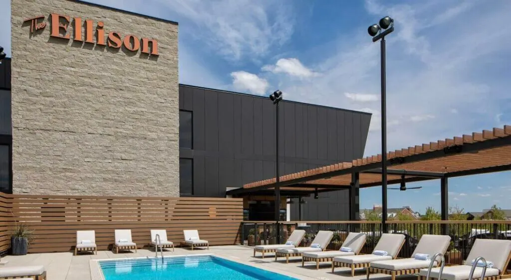 rooftop pool with bar at The Ellison, Oklahoma City
