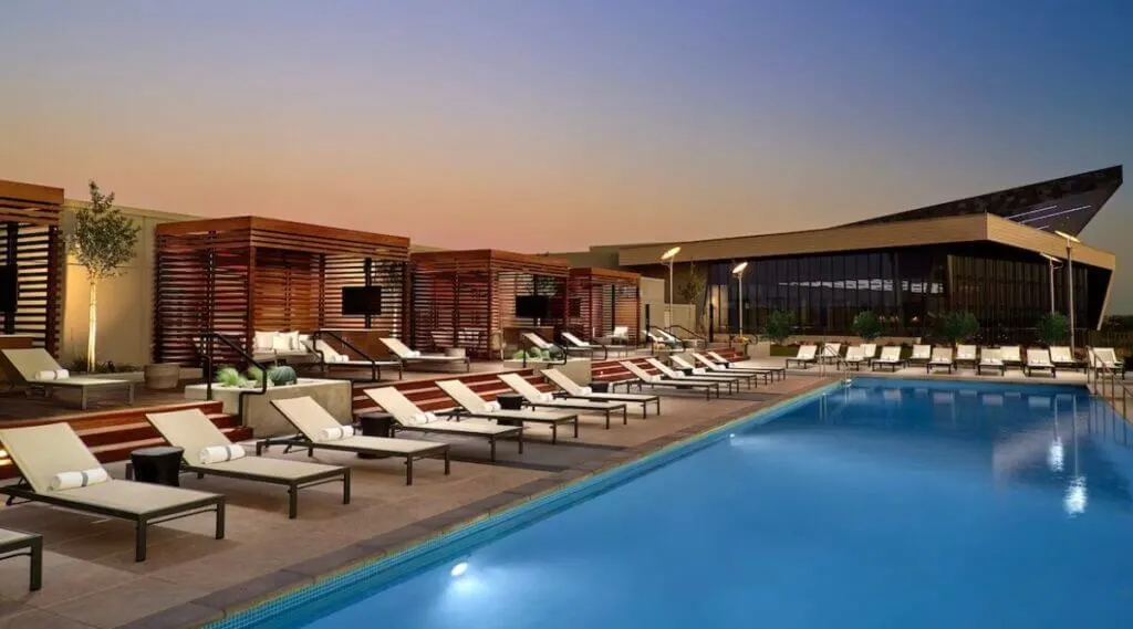 the outdoor pool at unique Omni Oklahoma City hotel
