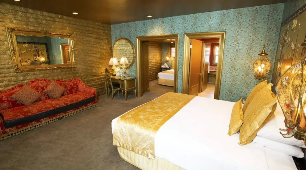 luxurious and unique hotel room interior at Hotel Madonna Inn California