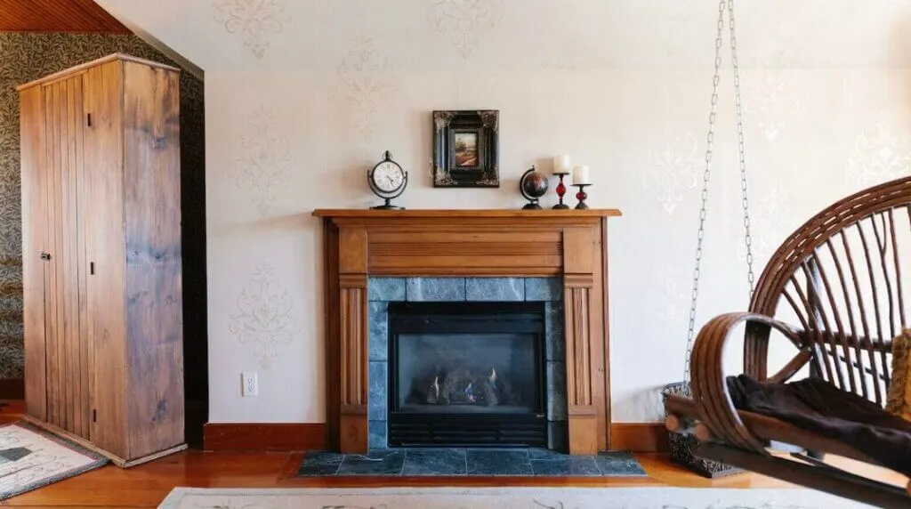 fireplace and seating area at Roundbarn Farm Minnesota