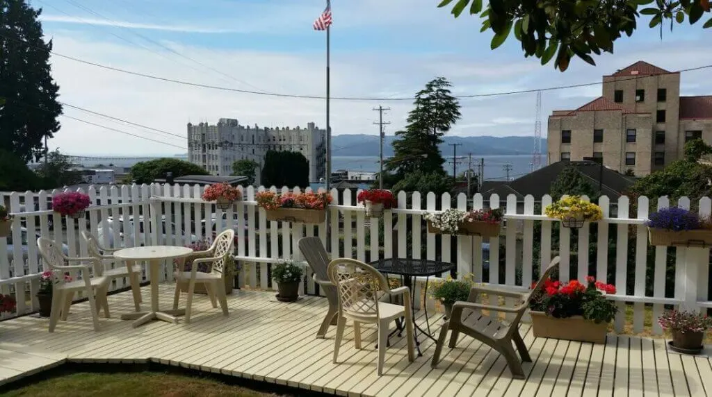 patio with seating outdoors at Rose River Inn B&B
