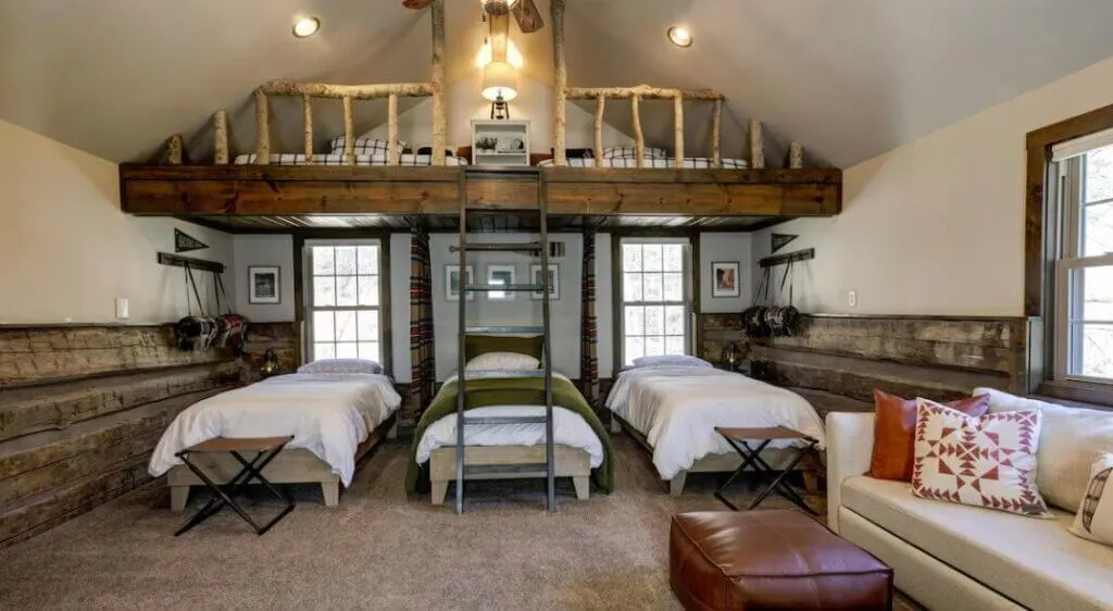 room with space for large groups at Brooks Run Brown County IN cabin
