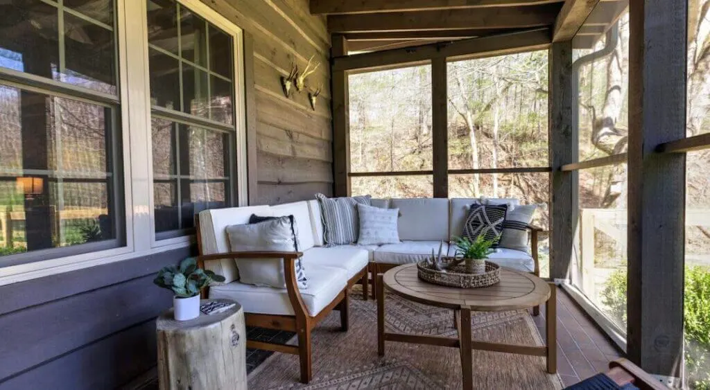 screened in porch at Brooks Run Brown County IN