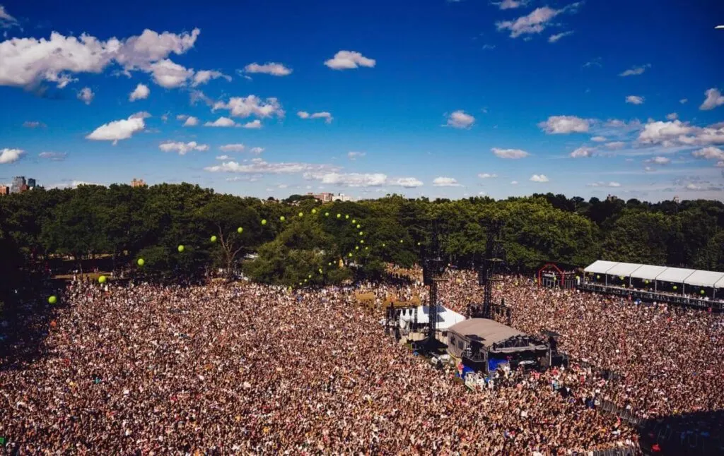 Governors Ball Music Festival with NYC skyline in the background