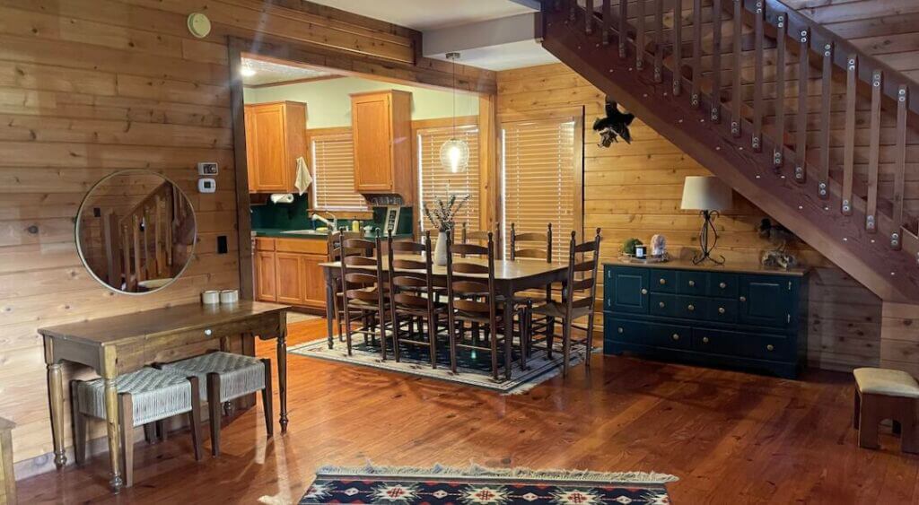 kitchen at the Stone Creek Cabin cool outdoors place to stay in Oklahoma