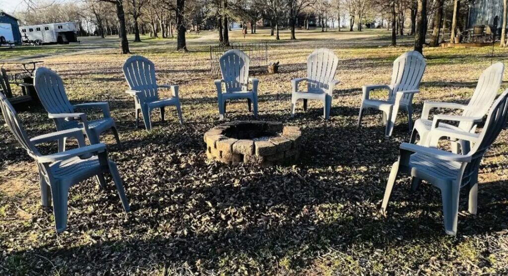 firepit at Stone Creek Cabin unique place to stay in Oklahoma
