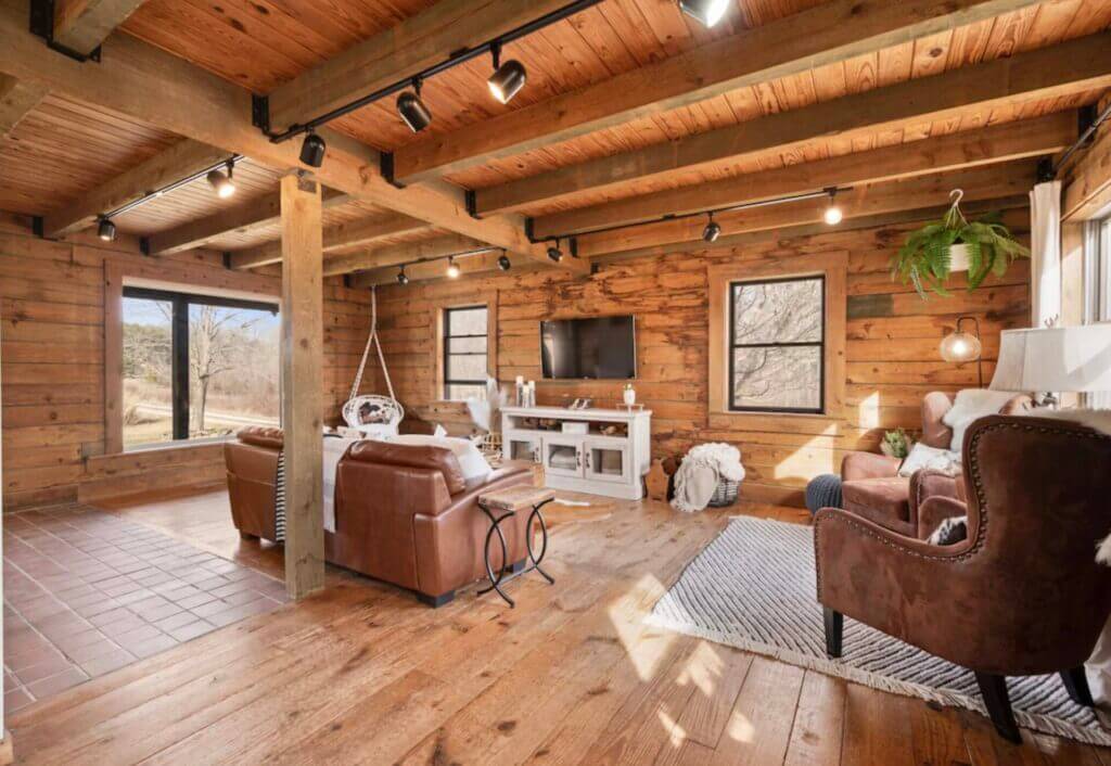 interior of brown county cabin