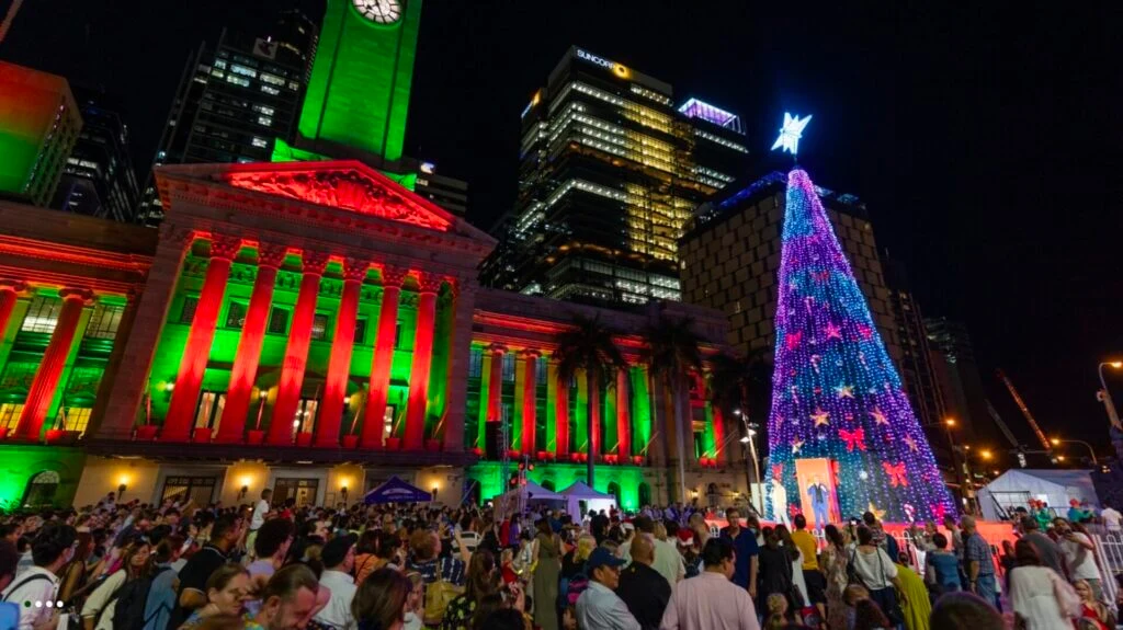 The massive Brisbane King George Christmas Tree