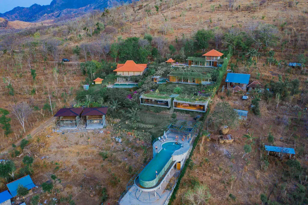 sumberkima hill retreat villas from drone