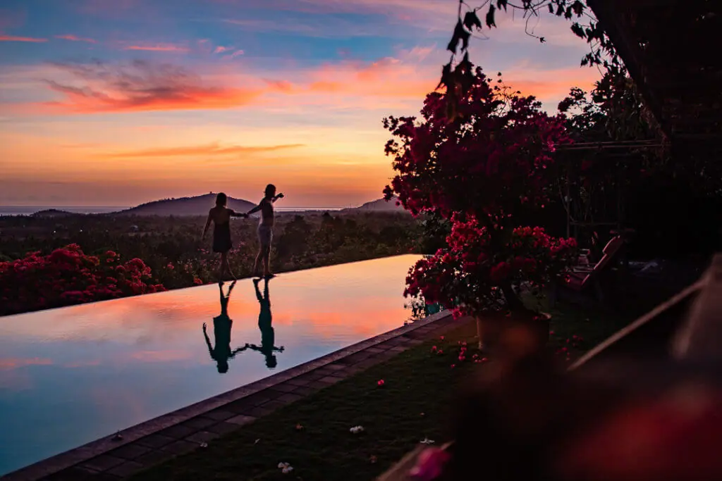 sumberkima hill villa Singa sunrise couple reflection pool