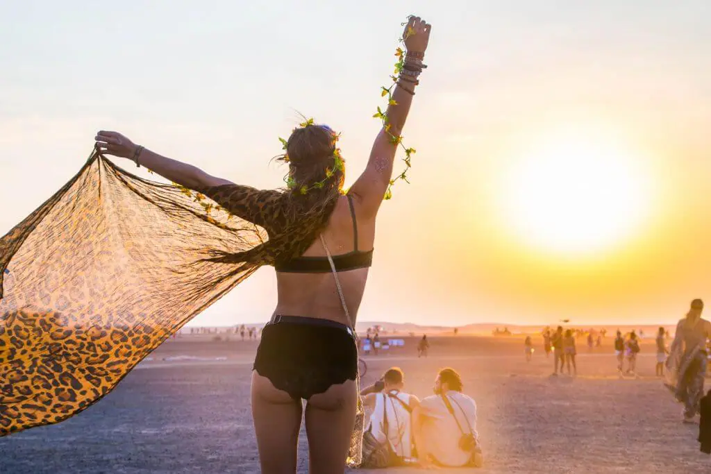 afrikaburn sunset south africa girl