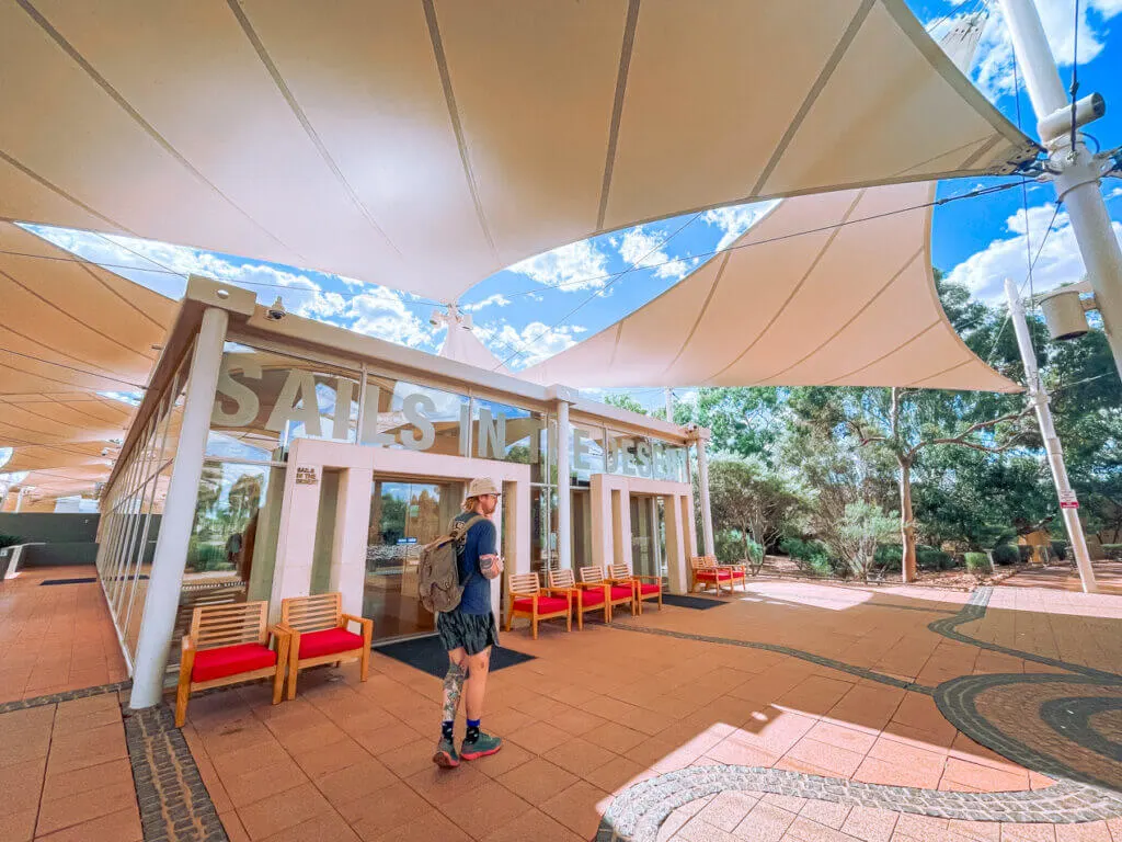 Entrance of Sails in the Desert Hotel where to stay in Uluru
