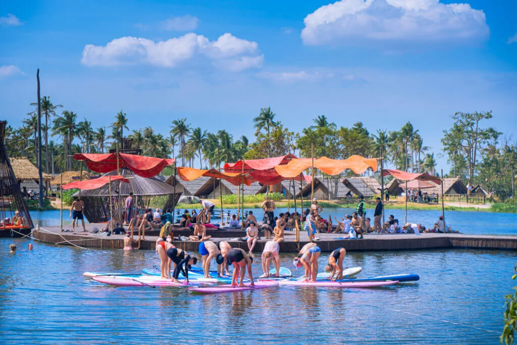 SUP yoga on the lake at wonderfruit 