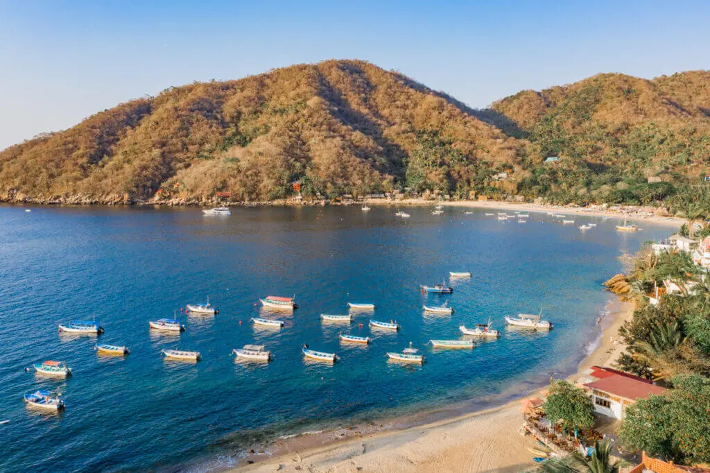Golden hour view of Yelapa MExico bay