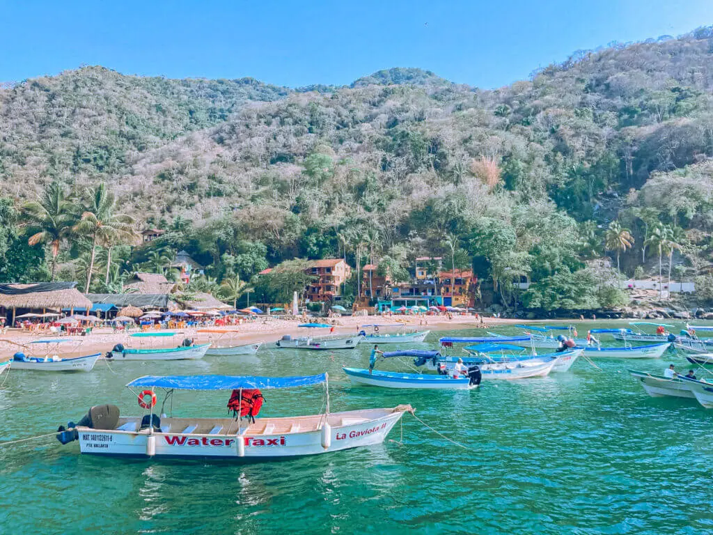 View from the ferry pier in Boca de Tomatlan water taxi to Yelapa 