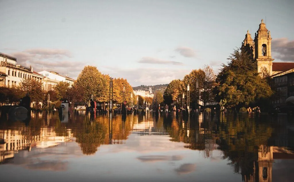 braga city lake sunset, nature, sunrise, reflection,  portugal