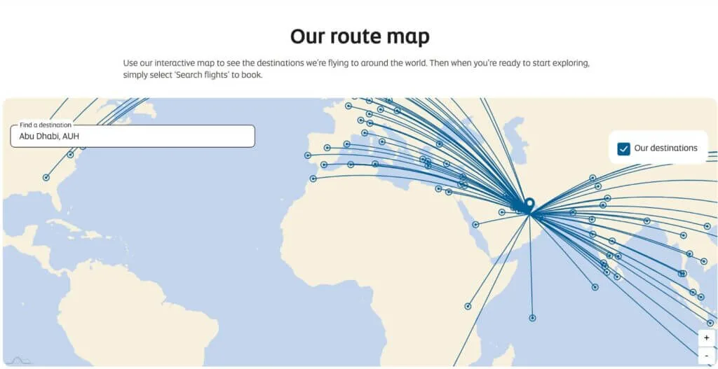 Etihad airways routes