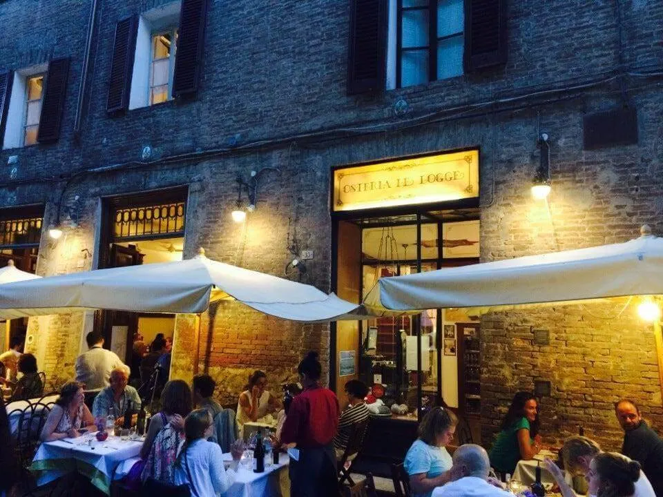 Dinner at Osteria Le Logge in Siena old town Italy