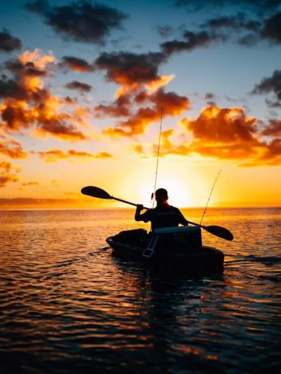 man on kayak, kayak fishing in the usa