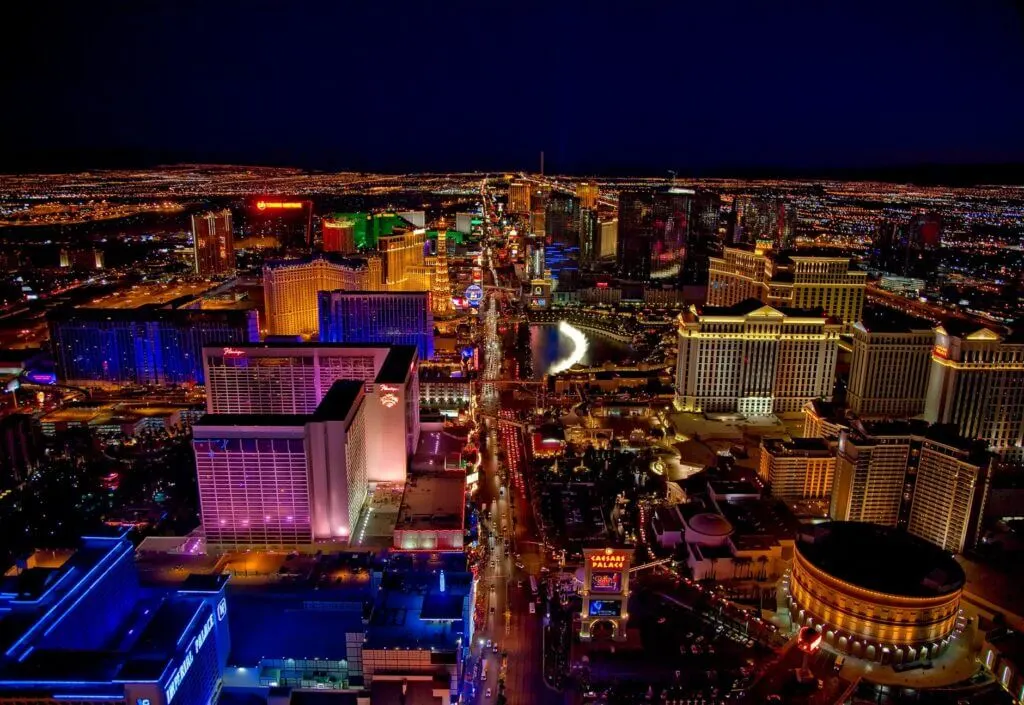aerial photography of cLas Vegas city lights during evening