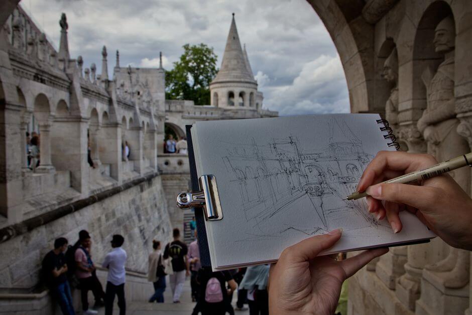 urban sketching in budabest - creative things to do while traveling