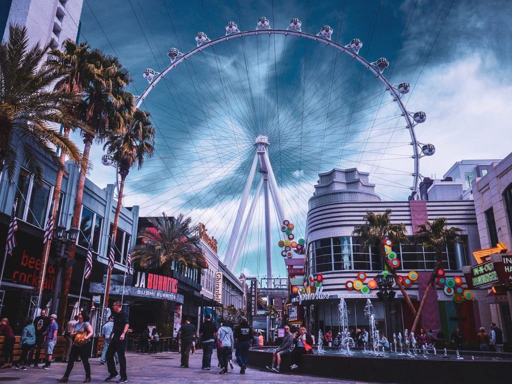 the LINQ high roller observation wheel in las vegas for sunset